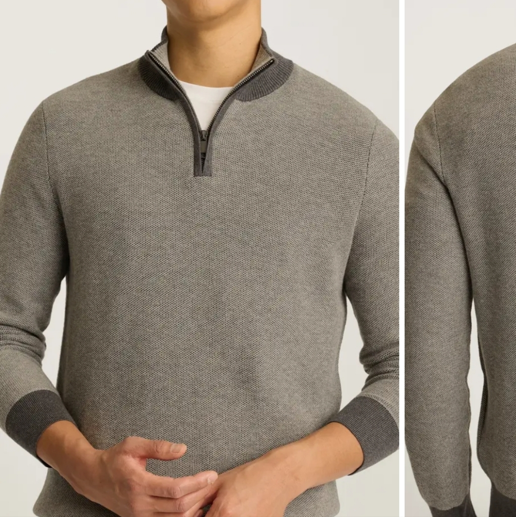 Bonobos Honeycomb Cotton & Cashmere Quarter Zip Sweater